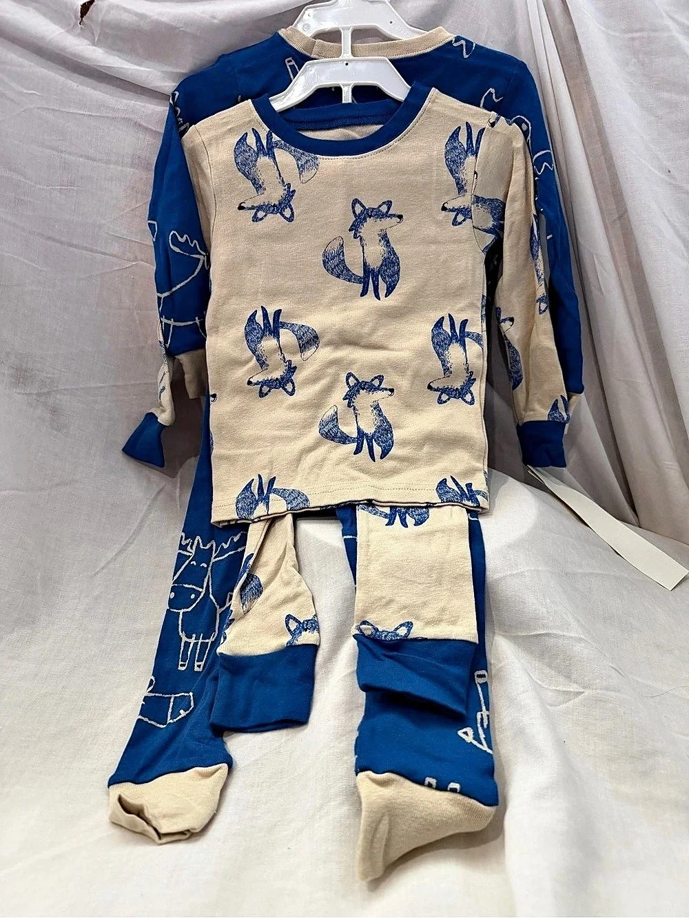 Carter's 4-Piece Animal Print Pajama Set Blue & Cream NWT
